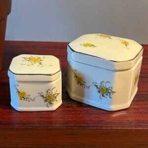 Vintage Porcelain Takahashi French Flower Hand decorated yellow flowers